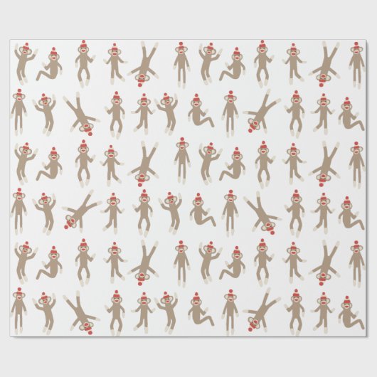 Süßes u. albernes Socken-Affe-Weiß Geschenkpapier (Flach)