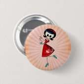 Süßes u. beängstigendes Skeleton Mädchen Button (Vorne & Hinten)