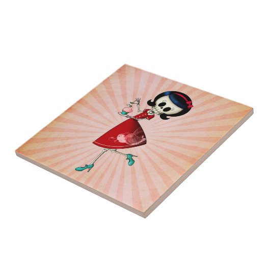 Süßes u. beängstigendes Skeleton Mädchen Fliese (Seite)