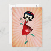 Süßes u. beängstigendes Skeleton Mädchen Postkarte (Vorne/Hinten)