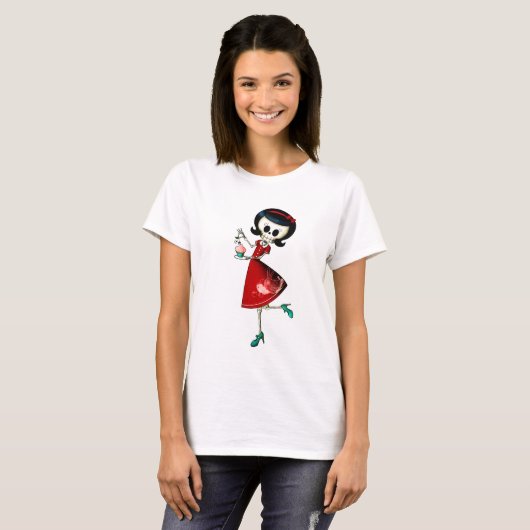 Süßes u. beängstigendes Skeleton Mädchen T-Shirt (Vorne ganz)