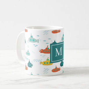 Süßes U-Boot Nautisches Tiefsee-Fisch-Muster Kaffeetasse