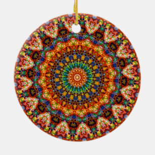 Süßes u. buntes Geleebonbon-Mandala-Kaleidoskop Keramik Ornament