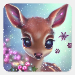 Süßes und Adorable Baby Deer Quadratischer Aufkleber
