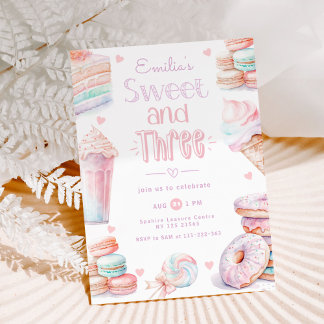 Süßes und Drei-Süßigkeiten Süßigkeiten Pastel 3. G Einladung