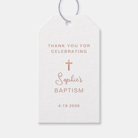 Süßes und Einfaches | Rose Gold Cross Taufen Geschenkanhänger (Vorderseite)
