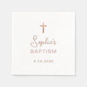 Süßes und Einfaches | Rose Gold Cross Taufen Serviette (Vorderseite)