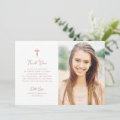 Süßes und Einfaches | Rose-Gold-Foto-Bestätigung Dankeskarte (Stehend Vorderseite)