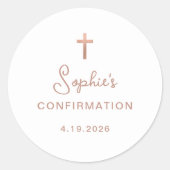 Süßes und Einfaches | Rose-Gold-Kreuz-Bestätigung Runder Aufkleber (Vorderseite)