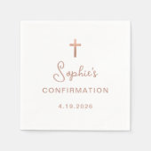 Süßes und Einfaches | Rose-Gold-Kreuz-Bestätigung Serviette (Vorderseite)
