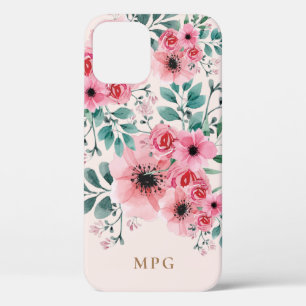 Süßes und elegantes Monogramm Wasserfarbenflor Case-Mate iPhone Hülle