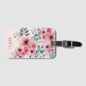 Süßes und elegantes Monogramm Wasserfarbenflor Gepäckanhänger (Vorderseite (Horizontal))