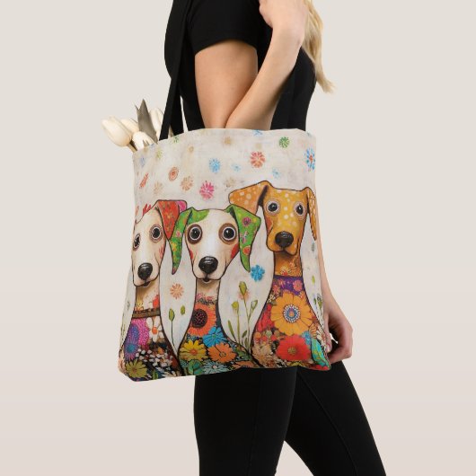 Süßes und farbenfrohes Hundedesign Tasche (Von Nahem)
