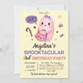 Süßes und leckeres Gespenst Süßigkeiten 3. Geburts Einladung (Vorderseite)