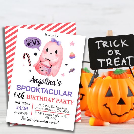 Süßes und leckeres Gespenst Süßigkeiten 6. Geburts Einladung