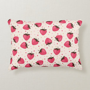 Süßes und Mädchenhaftes Rosa Erdbeermuster Zierkissen