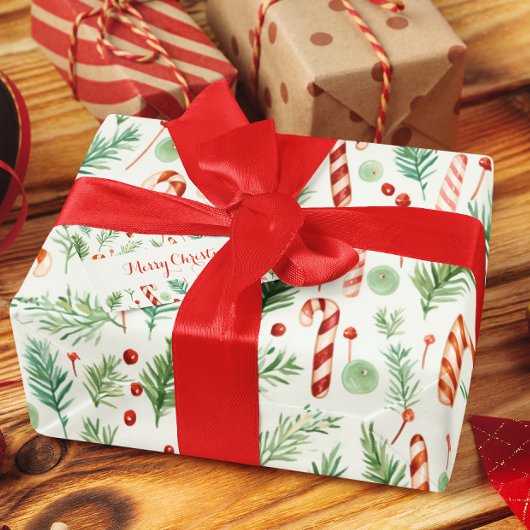 Süßes und Niedliches Candy Canes Weihnachten Geschenkpapier