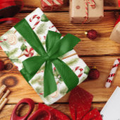 Süßes und Niedliches Candy Canes & Weihnachtsgrün Geschenkpapier