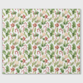 Süßes und Niedliches Candy Canes & Weihnachtsgrün Geschenkpapier (Flach)