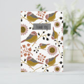 Süßes und Niedliches Chickade mit Blume und Beeren Dankeskarte (Stehend Vorderseite)