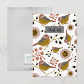 Süßes und Niedliches Chickade mit Blume und Beeren Dankeskarte (Vorne/Hinten)