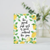 Süßes und Saures Zitat Postkarte (Stehend Vorderseite)