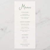 Süßes und Whimsisches | Elfenbein und Heiratsgrün Menükarte (Vorderseite)