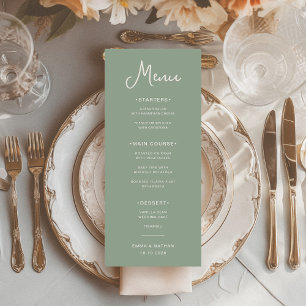 Süßes und Whimsisches   Sage Green and Ivory Weddi Menükarte