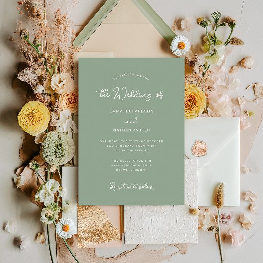 Süßes und Whimsisches | Sage Green Wedding Einladung