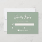 Süßes und Whimsisches | Simple Sage Green Wedding RSVP Karte (Vorderseite)