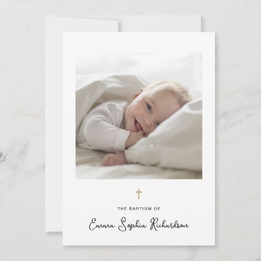 Süßes und Whimsisches | Taufe zum Foto und Goldkre Einladung (Vorderseite)