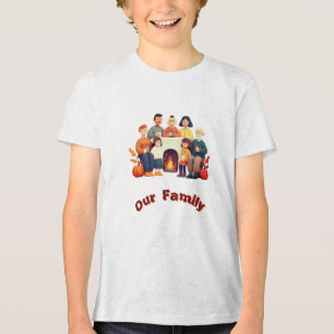 Süßes 'Unsere Familie' illustriertes Kinder-T-Shir Tri-Blend Shirt