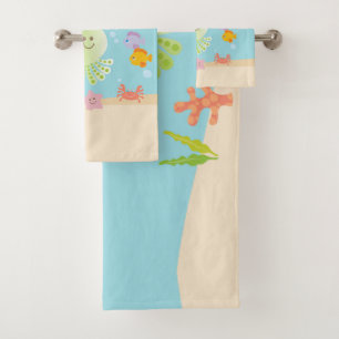 Süßes Unter dem Meer Kinder-Badezimmer-Name Badhandtuch Set