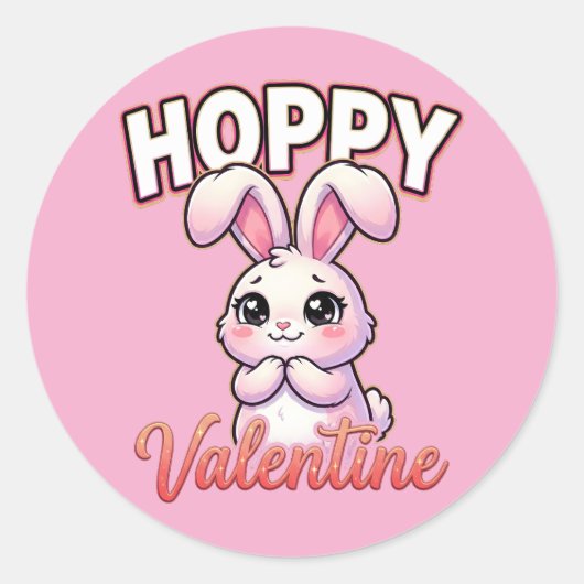 Süßes Valentins-Bunny – Frohes Hoppeln zum Valenti Runder Aufkleber (Vorderseite)