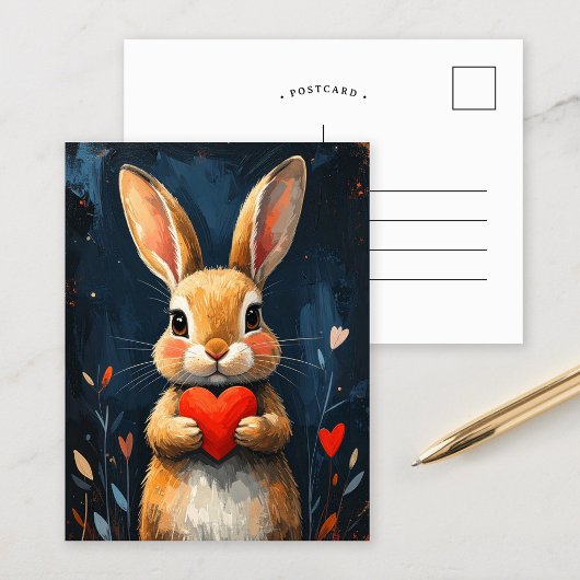 Süßes Valentins-Bunny Moderne Kunst Postkarte