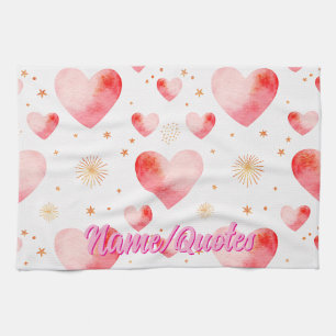 Süßes Valentinsherz-Muster mit goldenem Glitter Geschirrtuch