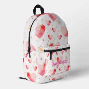 Süßes Valentinsherzmuster mit goldenem Glitter Bedruckter Rucksack
