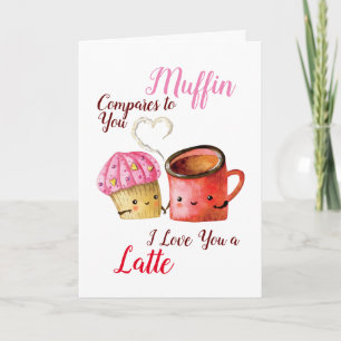 Süßes Valentinstag-Cupcake und Kaffee-Tasse-Paar Karte