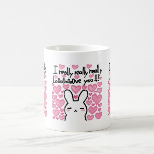 Süßes Valentinstag-Kaffeetasse mit Häschen Kaffeetasse (Mittel)