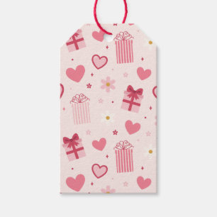 Süßes Valentinstag-Muster Rosa Herzen & Geschenke  Geschenkanhänger