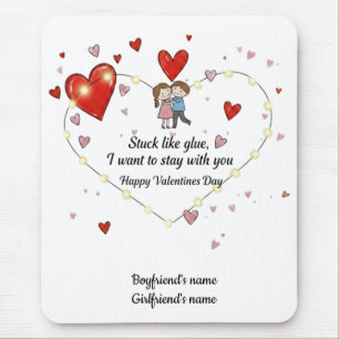 Süßes Valentinstag-Paar-Herzen individuell Mousepad