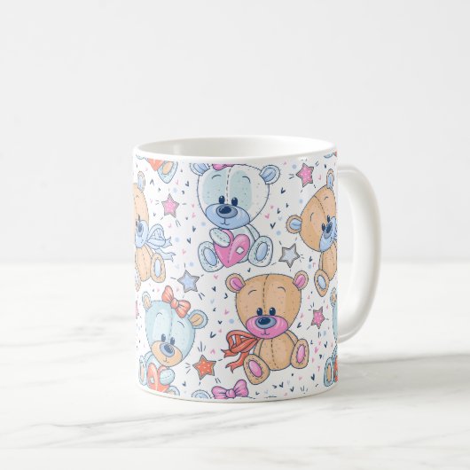 Süßes Valentinstag-Teddybär nahtloses Muster Kaffeetasse (VorderseiteRechts)