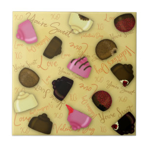 Süßes Valentinstags-Konfekt-Muster Fliese