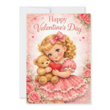 Süßes Valentinstagsmädchen mit Teddybär