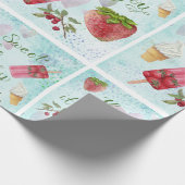 Süßes Valentinziffer Erdbeere Eis Creme Geschenkpapier (Ecke)