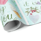 Süßes Valentinziffer Erdbeere Eis Creme Geschenkpapier (Rolleneckpunkt)