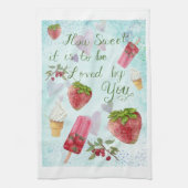 Süßes Valentinziffer Erdbeere und Eiscreme Geschirrtuch (Vertikal)