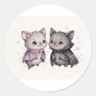 Süßes Vampir-Fledermaus-Pärchen Runder Aufkleber