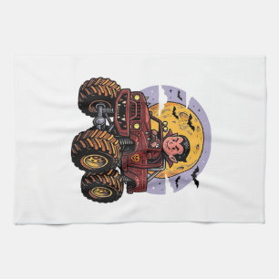 Süßes Vampir-Monster-Truck-Halloween-Shirt-Design_ Geschirrtuch