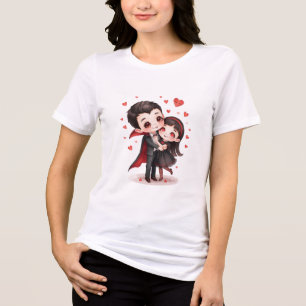 Süßes Vampir-Pärchen umarmt Valentins-Design Tri-Blend Shirt